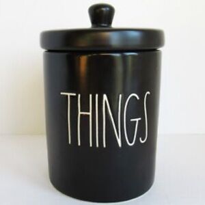 Rae Dunn ‘THINGS’ Black Ceramic Lidded Jar